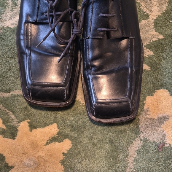 Cesare Paciotti Black Leather Lace-Up Square-Toe Oxfords main image 11